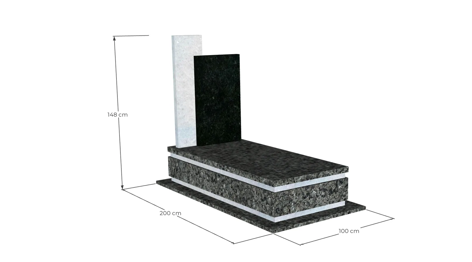 Monument single 200х100cm with granite Chorna, gabbro Buky, marble NAXOS